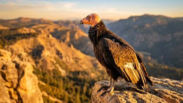 california condor close up in big sur california golden light video
