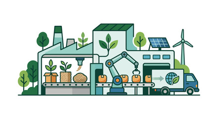 Fototapeta premium Eco friendly automated factory with sustainable production process.