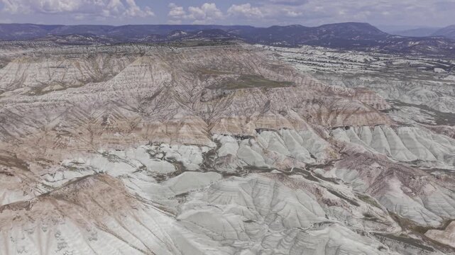 Drone Footage of Nallihan Bird Sanctuary and Rainbow Hills in Ankara Turkey Showing Wetlands and Colorful Geological Landscape