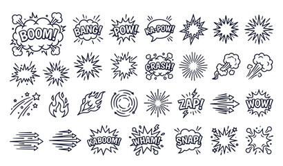 Comic Explosion and Boom Outline Icon Pack © Prodip