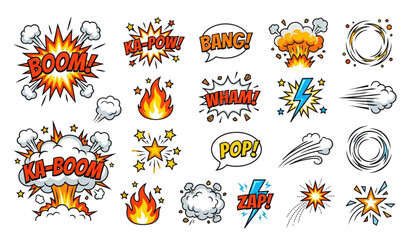 Modern Cartoon Boom Explosion Vector Icon Set © Prodip