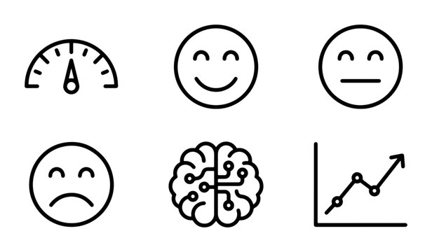 Vector Icons: Sentiment Analysis, Mood Meter, Brain AI, Growth Chart, Emotions