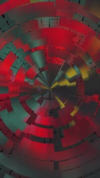 Abstract Geometric Motion. Abstract design wheel, rectangular colored pieces rotating, 10 seconds duration, vertical resolution
