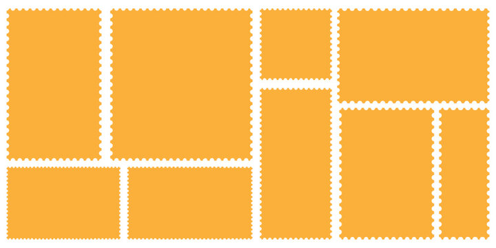 Set of Zigzag frames shape set with yellow colour. rectangular shape elements. vector illustration.