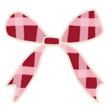 set of pattern pink red bows ribbon