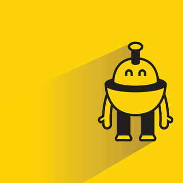 robot avatar icon with shadow on yellow background