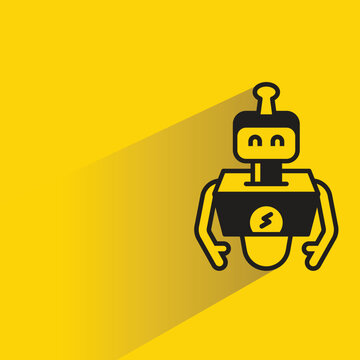 robot avatar icon with shadow on yellow background