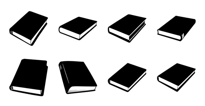 Black books stack and single arrangement - Minimalist black books in stack and individual layouts, clean and modern design for editorial or digital use.