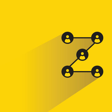 people network icon with shadow on yellow background