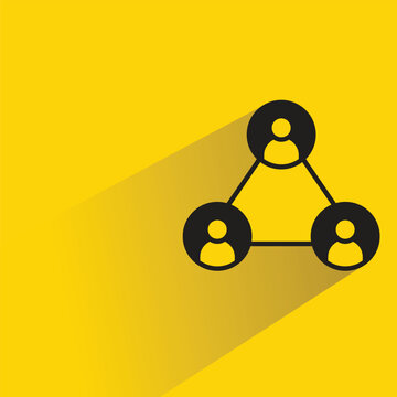 people network icon with shadow on yellow background