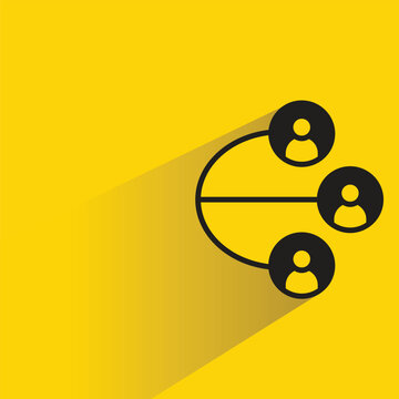 people network icon with shadow on yellow background