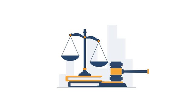 Animated Legal Concept with Scales of Justice and Gavel 