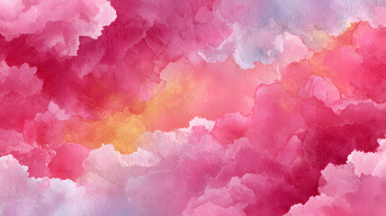 Fototapeta premium Vibrant magenta and rose watercolor wash texture with ink splatters 