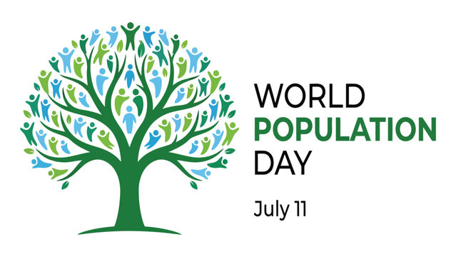 Tree graphic composed of human silhouettes celebrates World Population Day on July 11.