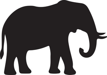 Obraz premium Black silhouette of a walking elephant vector illustration