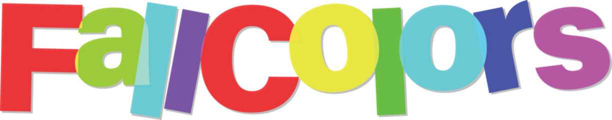 Colorful text graphic with multicolored letters and shadows  vibrant typography  decorative font © tara