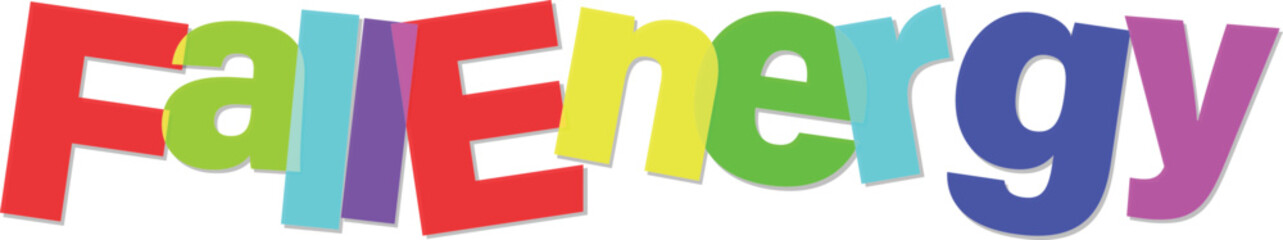 Colorful text graphic with the words Fall Energy in bold playful letters  vibrant multicolored typography © tara