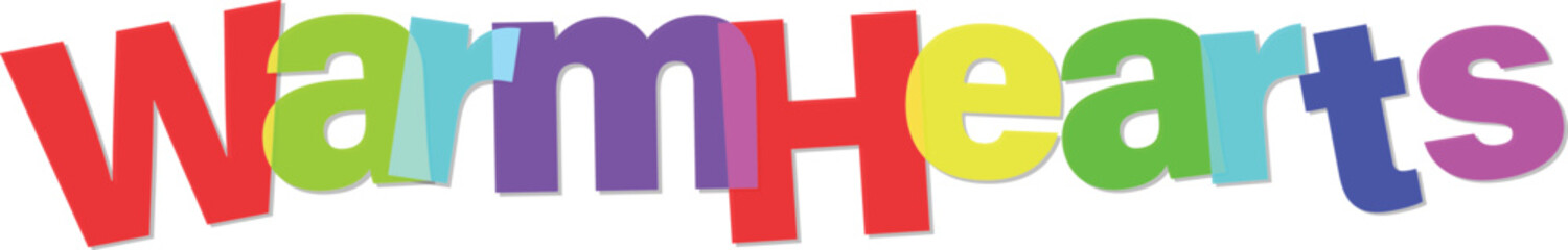 Colorful Warm Hearts logo with rainbow letters and gradient effect  vibrant multicolored typography © tara