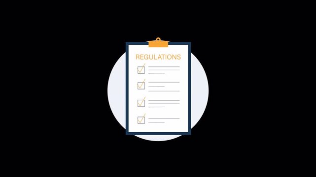 Animated Checklist Showing Compliance with Regulations - Transparent