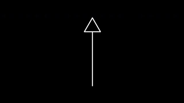 High-quality arrow pointer animation pointing up, moving slowly, then fading out. With transparency, alpha channel. 4K minimalist up-pointing arrow motion graphic for presentation and web UI.