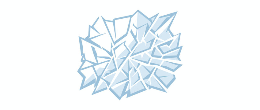 Shattered blue ice shards and broken crystal fragments