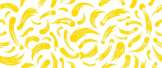 Seamless pattern of yellow stylized comets and shooting stars © nero