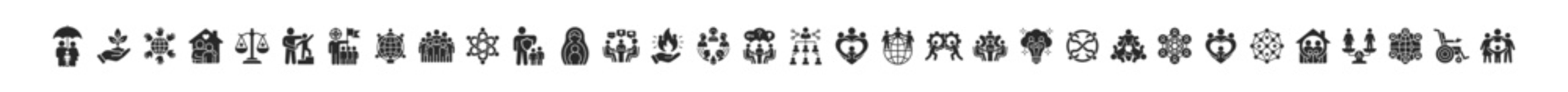 Set of construction worker icons wearing helmet and overalls holding wrench in outline and solid style on transparent background