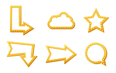 Marquee light shapes pointing direction and indicating messages