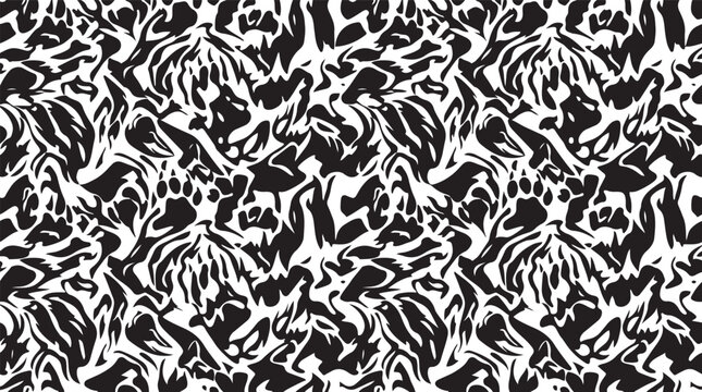 Camouflage pattern paw shapes textile seamless background with abstract wildlife animal track texture graphics