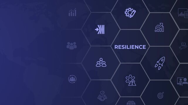 Resilience business for sustainable and inclusive growth idea. Build resilience in organization one of the most important task. Animation of 4k video.