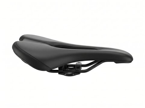 Black Bicycle Saddle Ergonomic Bike Seat Isolated on White Background