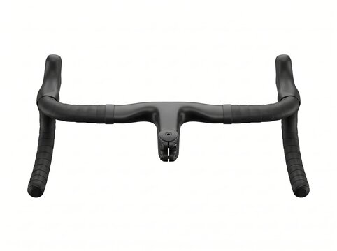 Integrated Carbon Road Bike Handlebar with Black Bar Tape Isolated on White Background