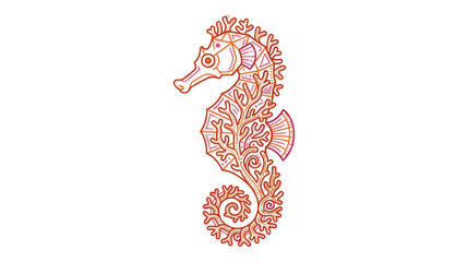 Intricate seahorse with coral patterns and warm gradient lines © nisol