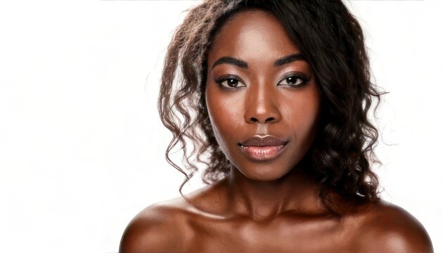 Elegant portrait of a beautiful African American woman with radiant skin.