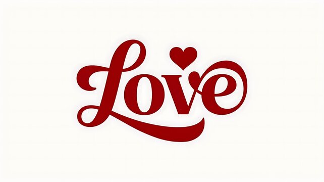 Elegant cursive love text with heart symbol design graphic