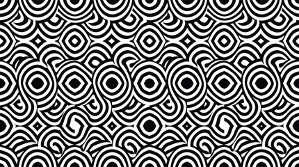 Obraz premium Geometric spiral pattern monochrome vector illustration with repeating shapes