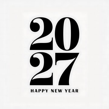 Happy New Year graphic design featuring year two thousand twenty seven