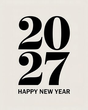 Happy New Year graphic design featuring year two thousand twenty seven