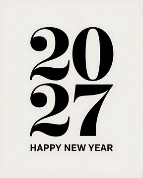 Happy New Year Greeting Card Design Featuring Year 2027 Typography