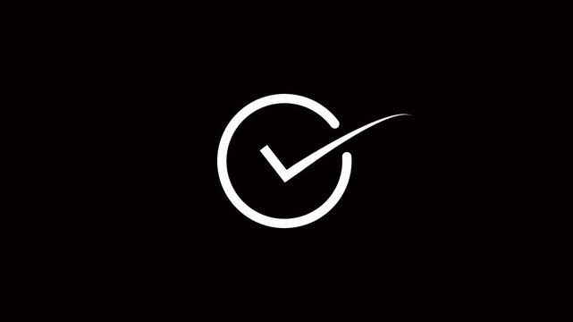 right check mark icon on black background. isolated tick mark or confirm icon animation, check mark sign, verify complete sign, approved, success, select tick, approved, yes icon signs.