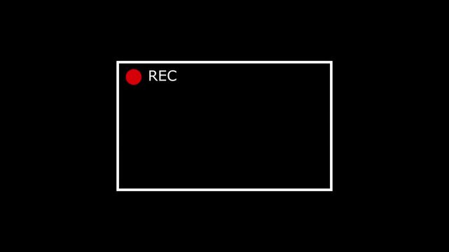 Records icon white text red circle blinking on black transparent background. rec frame icon animation. record icon button Motion graphics of REC concept. REC Recording Button Animation 