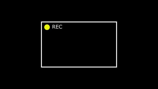 Records icon white text red circle blinking on black transparent background. rec frame icon animation. record icon button Motion graphics of REC concept. REC Recording Button Animation 