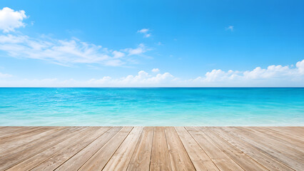 Fototapeta premium Wooden Deck By the Sea Background