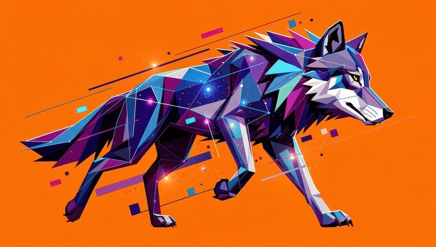 The wolf of abstract geometric shapes