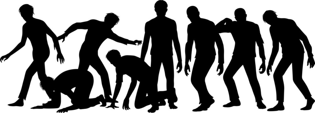 a Group of Zombie Silhouette Vector Illustration