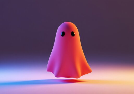 A vibrant, ghostly spectral shape fades onto a pristine white surface, illustrating the sensory effects of a retinal afterimage ,fading ,graphic ,bright
