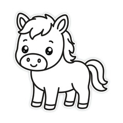 Obraz premium Cute Kawaii Baby Pony Coloring Page Outline Vector Illustration