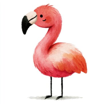 Cute Caribbean flamingo doodle illustration for children