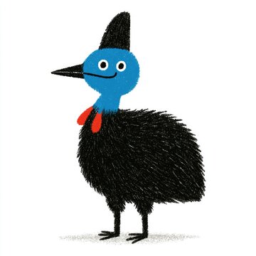 Cute cassowary doodle illustration for children