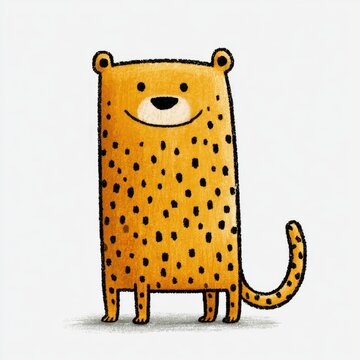 Cute spotted cheetah doodle illustration for children